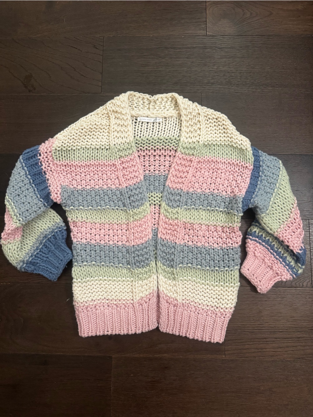 Altar'd State Pastel Striped Knit Cardigan in Pink, Blue, Cream, Gray, Green